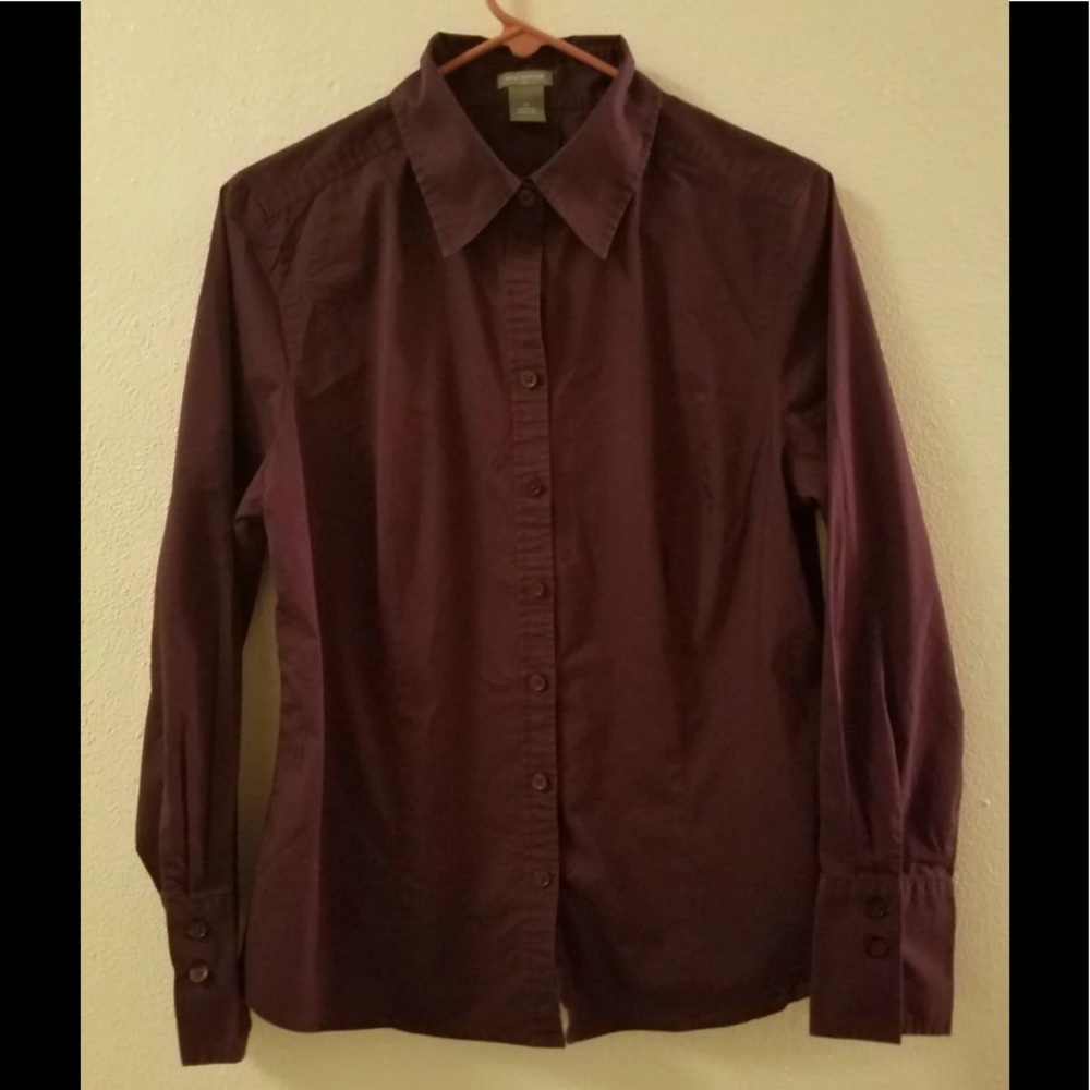 Ann Taylor Dark Purple Button Down sz 14 EUC